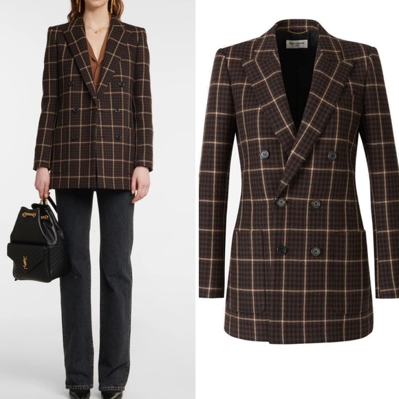 Saint Laurent CARRERA CHECK VIRGIN WOOL Houndstooth jacket blazer - Picture 1 of 6